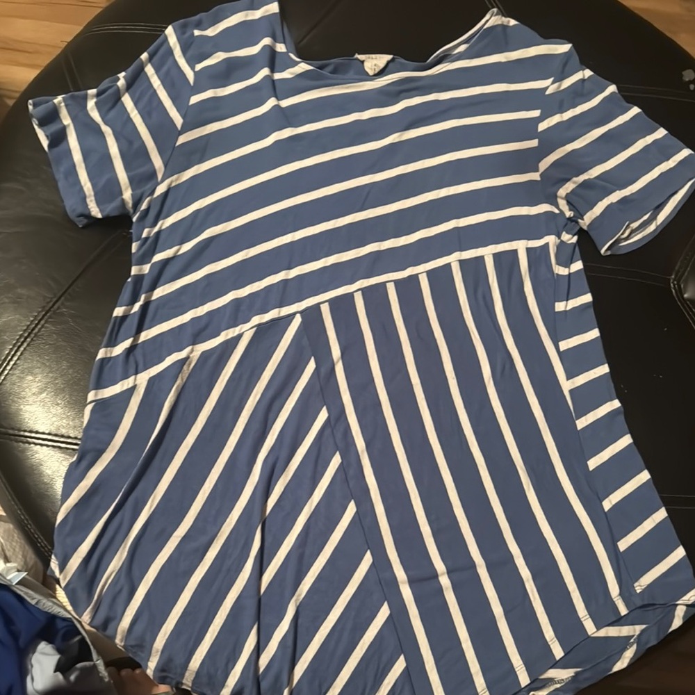 Yelete Blue and White Striped Tunic Top